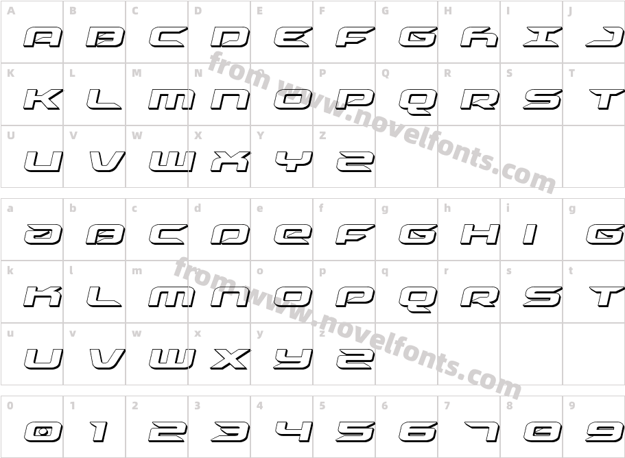 Drive 3D ItalicCharacter Map