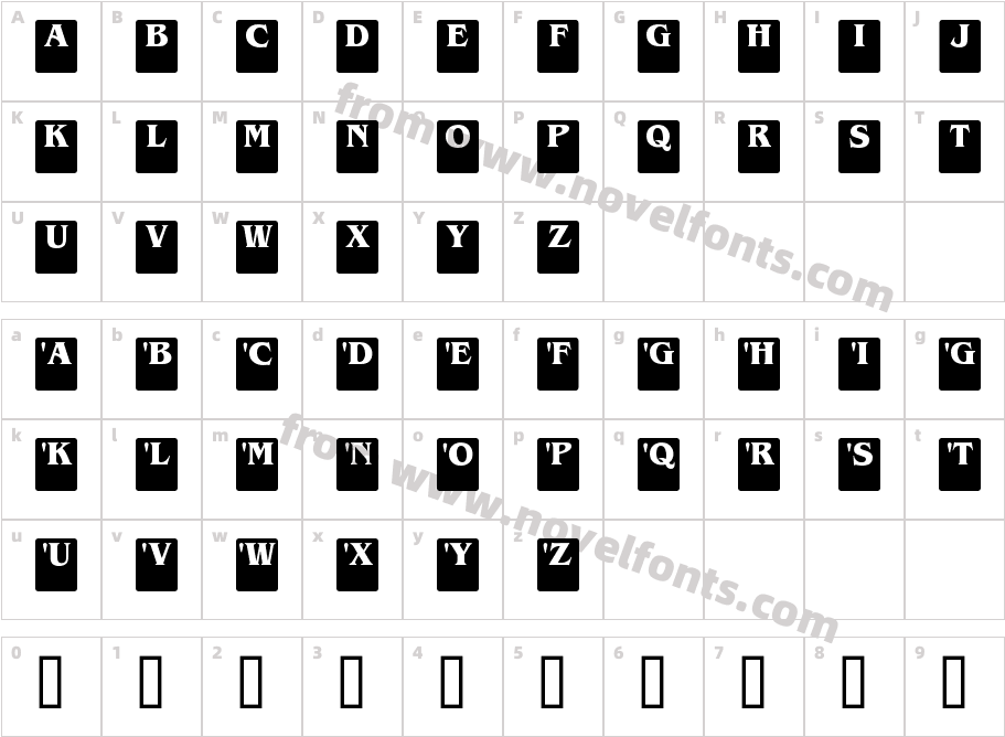 Drop Caps SerifCharacter Map