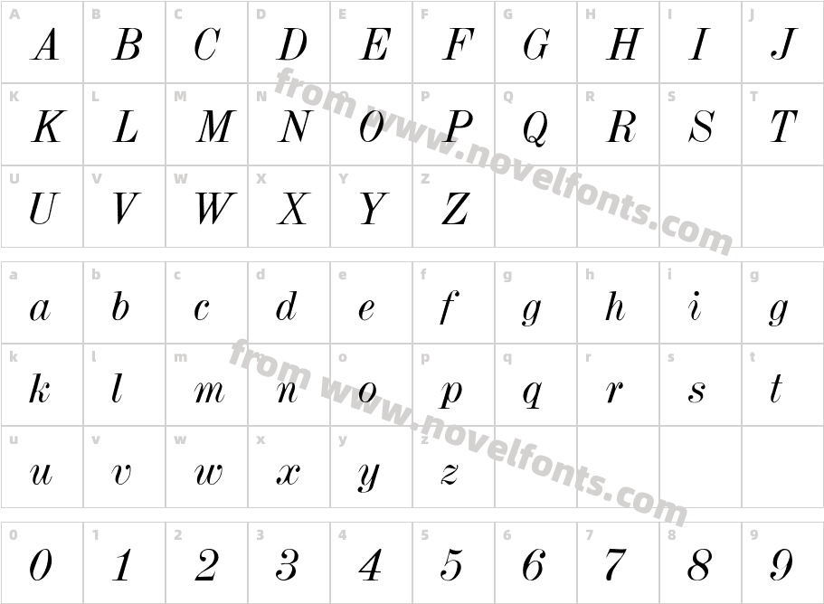 Dubiel ItalicCharacter Map