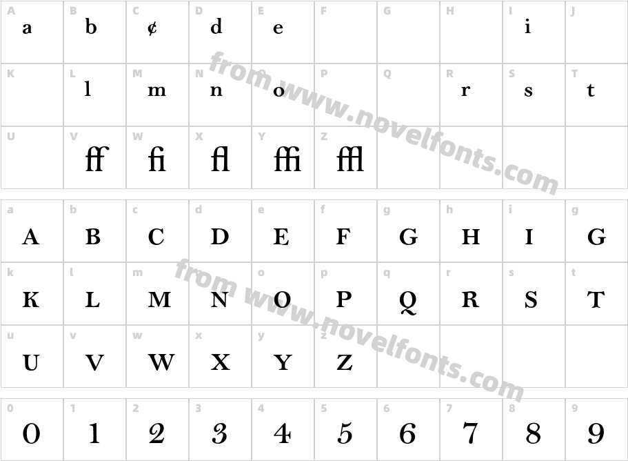 Bell MT Semi ExpertCharacter Map