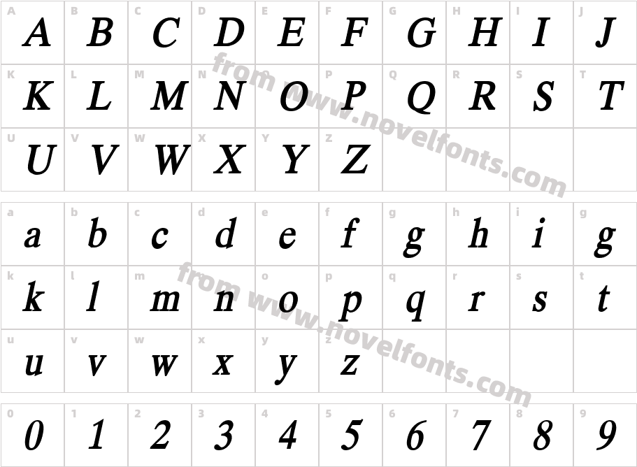 Duke Bold ItalicCharacter Map