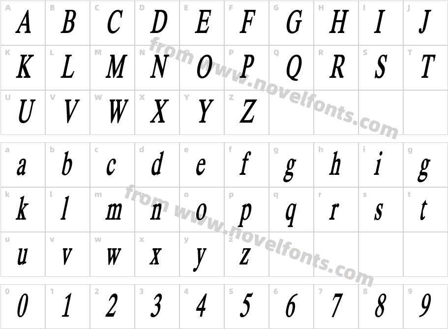 Duke Thin BoldItalicCharacter Map