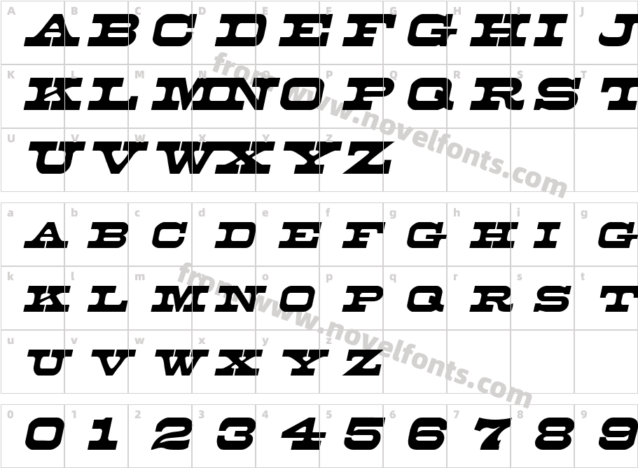 Duncan ItalicSWFTECharacter Map