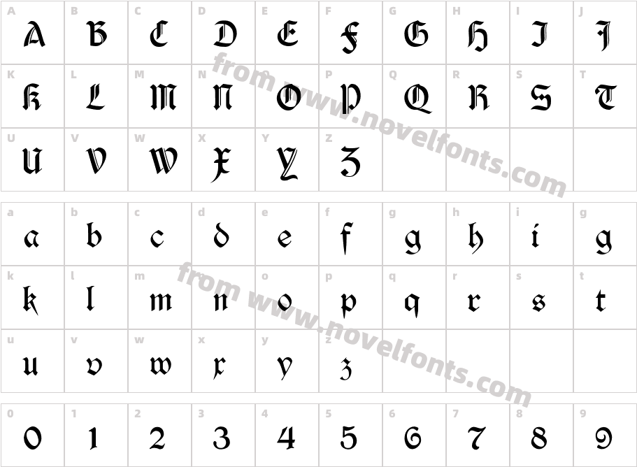 Durwent RegularCharacter Map