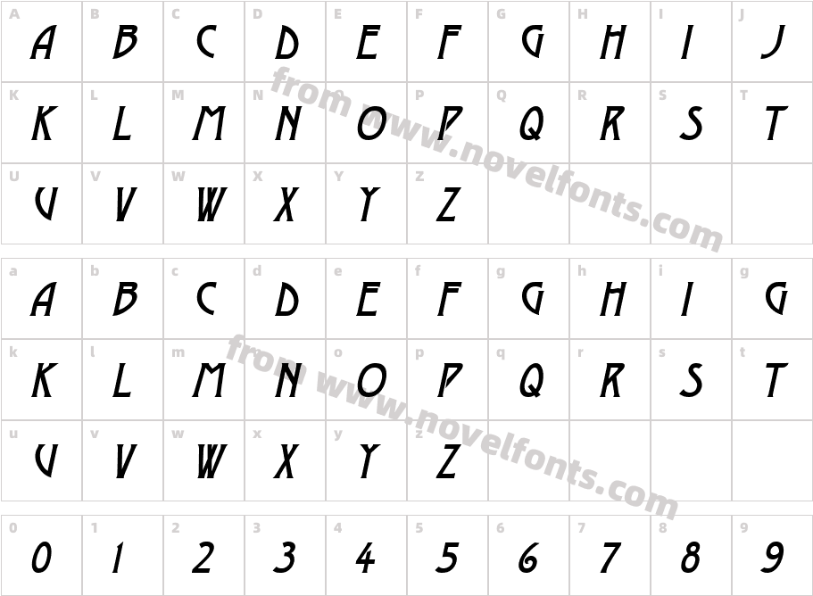 Dustine Solid ItaliqueCharacter Map