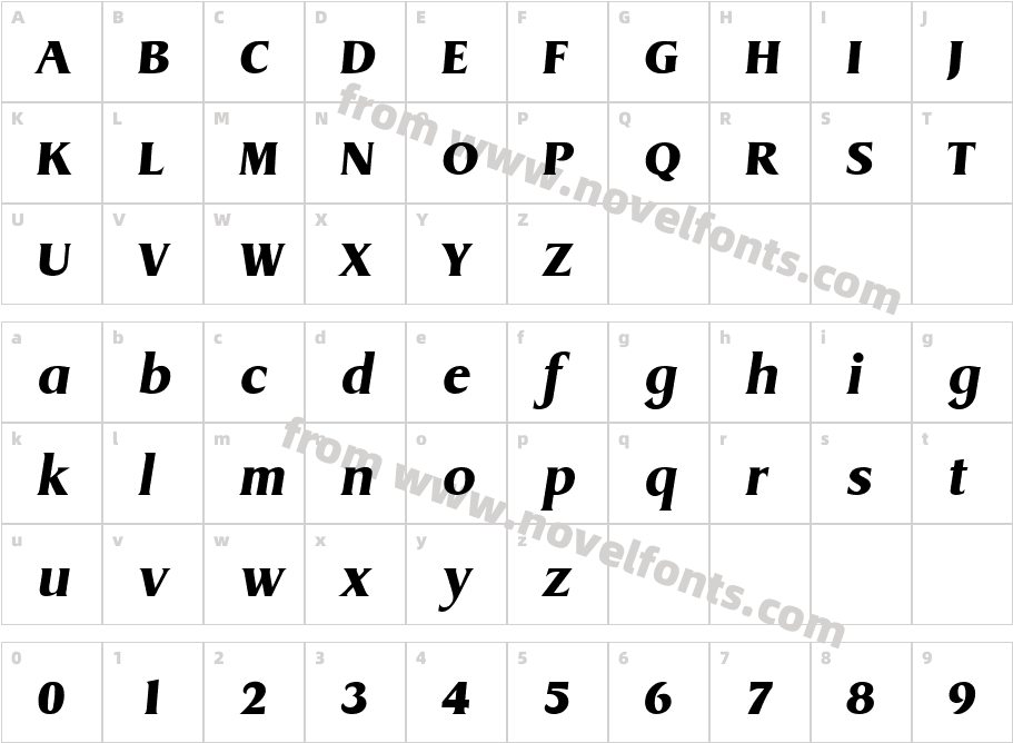 DynamicItal RegularCharacter Map