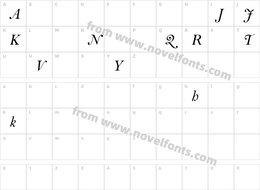 BellMT-ItalicAltCharacter Map