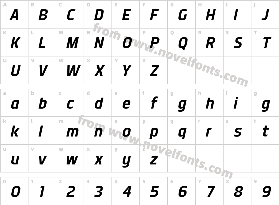 Dyno ItalicCharacter Map