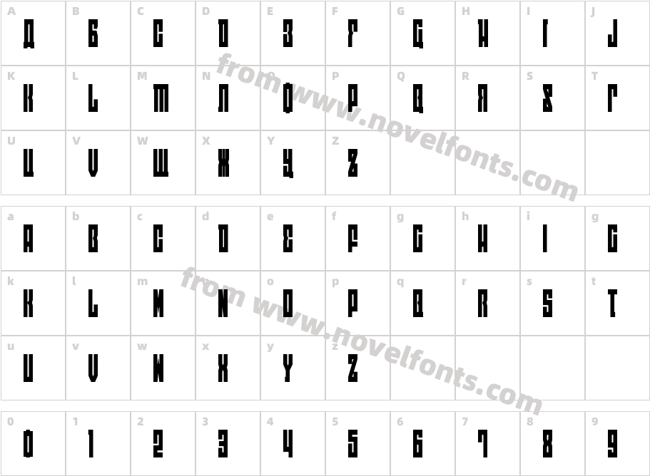 EAST-west CondensedCharacter Map