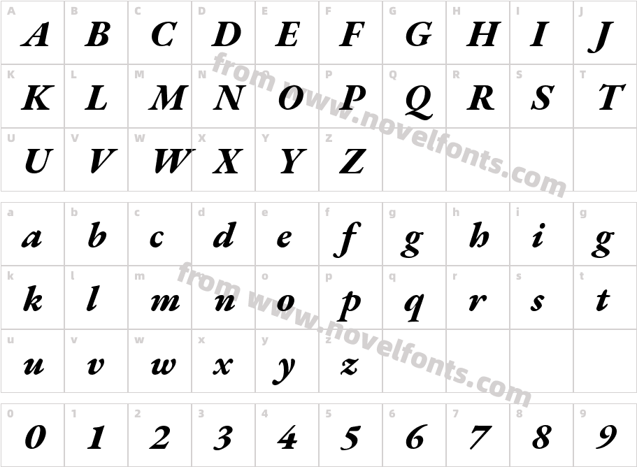 EB Garamond Extra Bold ItalicCharacter Map