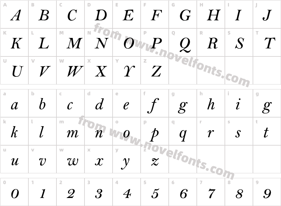 BellMTStd-SemiBoldItalicCharacter Map