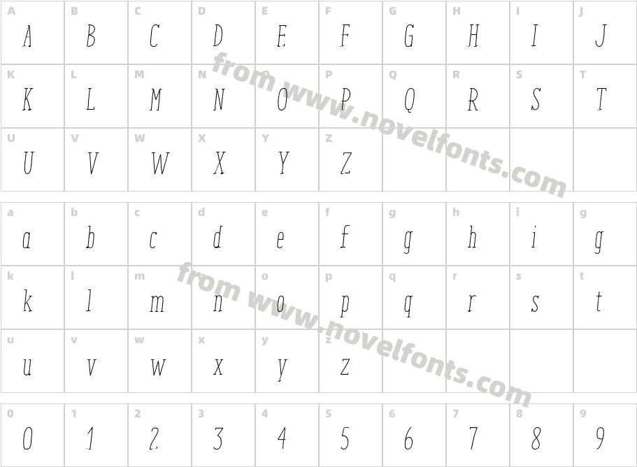 ENYO Serif Light ItalicCharacter Map