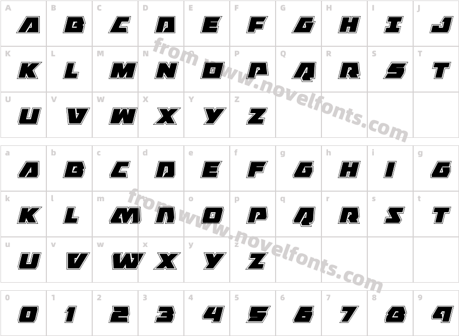 Eagle Strike Academy ItalicCharacter Map