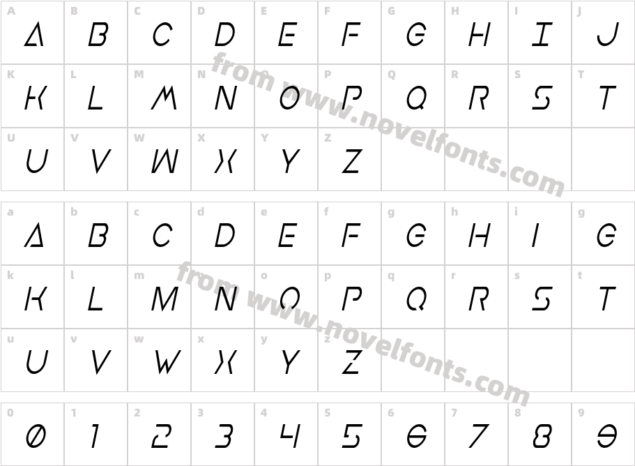 Earth Orbiter Condensed ItalicCharacter Map