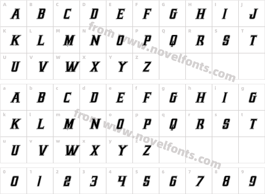 Earthrealm Academy ItalicCharacter Map