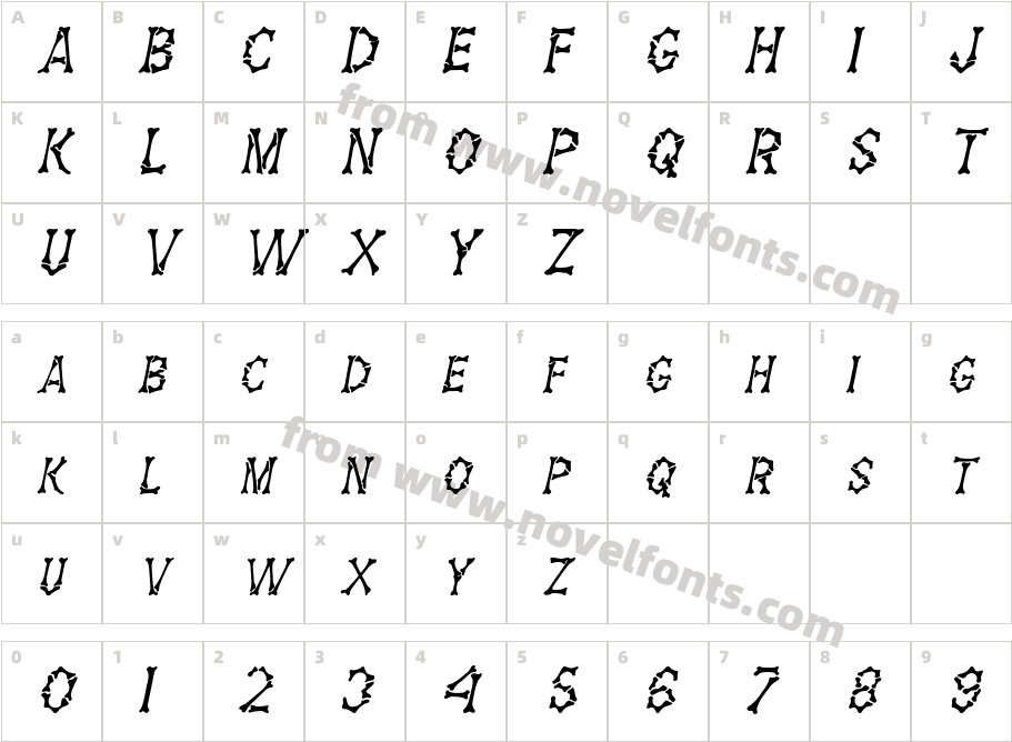 Eddy's Bones ItalicCharacter Map