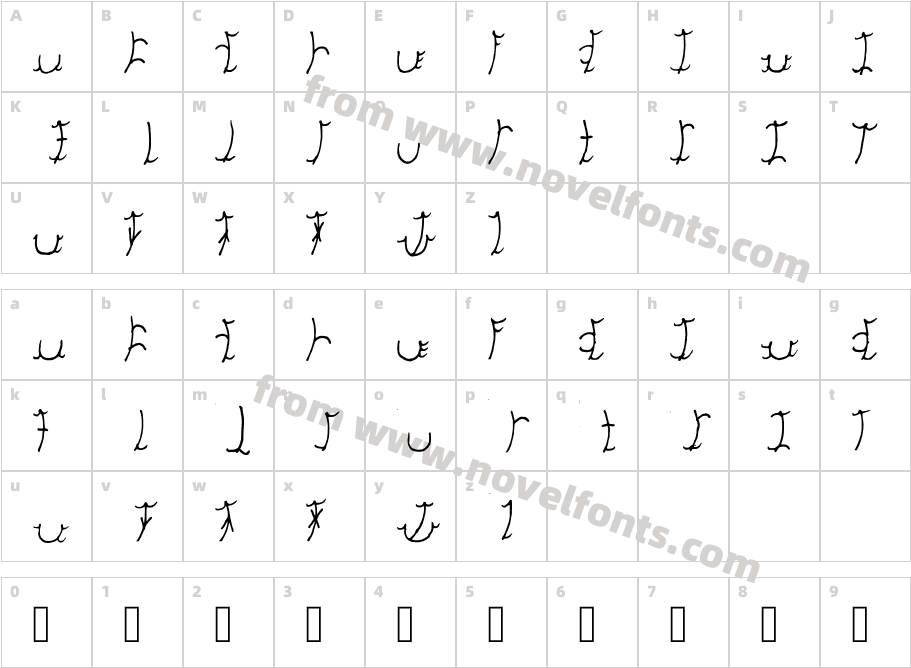 Edronheem Script RegularCharacter Map