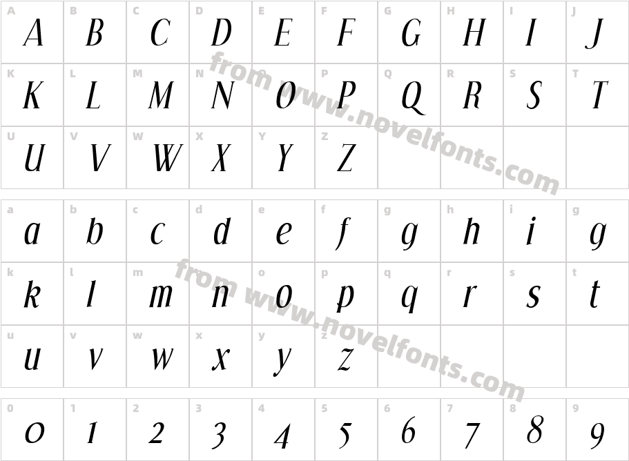 Effloresce ItalicCharacter Map