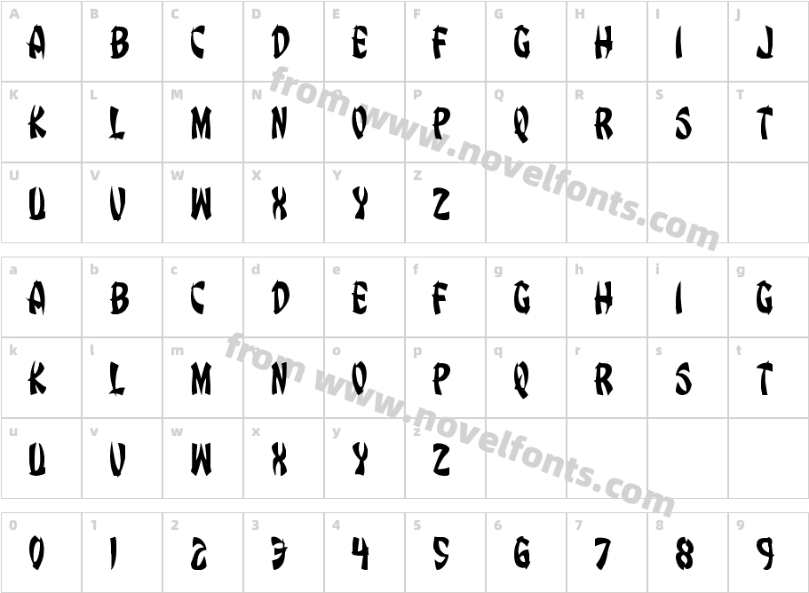 Egg Roll CondensedCharacter Map