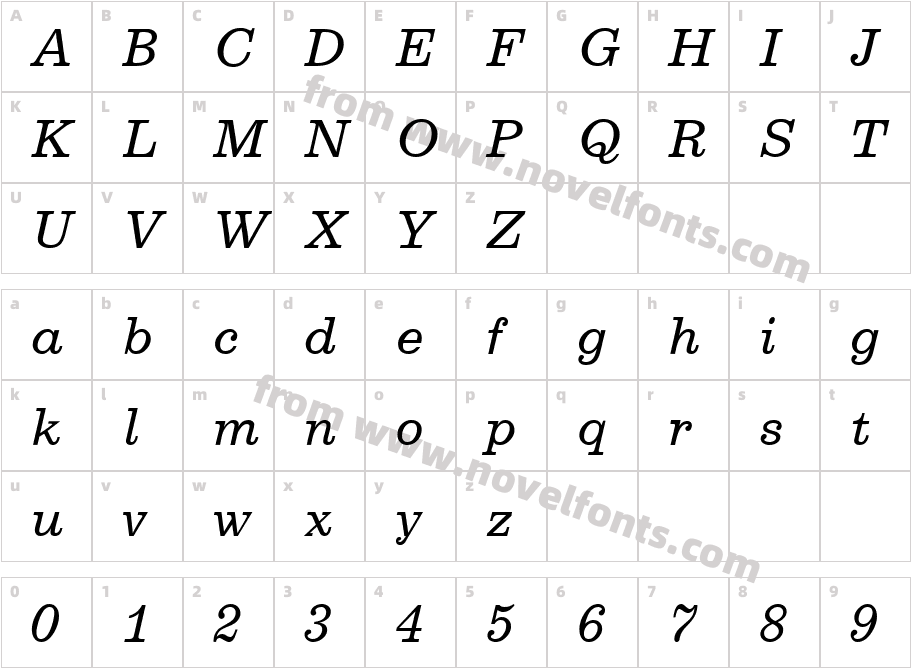 Egoist Regular ItalicCharacter Map