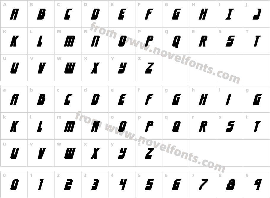 Eldebaran Bold ItalicCharacter Map