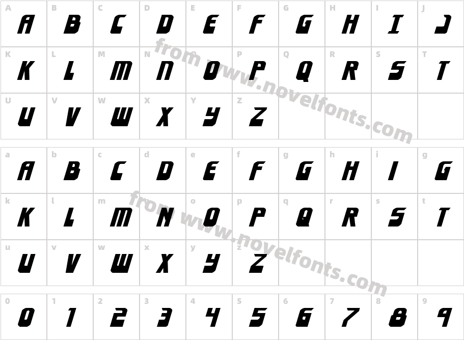 Eldebaran Expanded ItalicCharacter Map