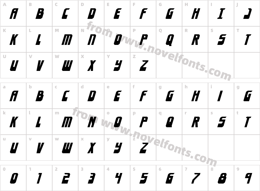 Eldebaran ItalicCharacter Map