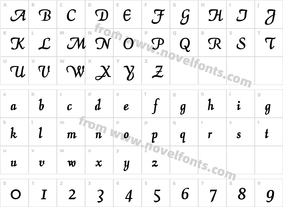 Elegans ScriptS Si BoldCharacter Map