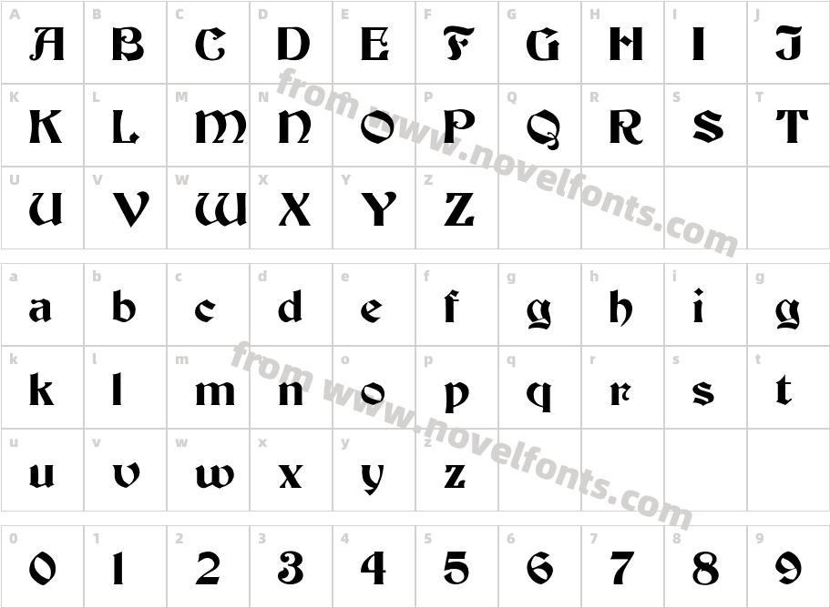 Elmtree MediumCharacter Map