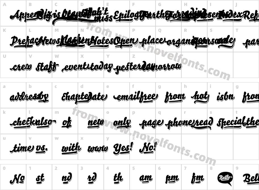 Bello-WordsSoloCharacter Map