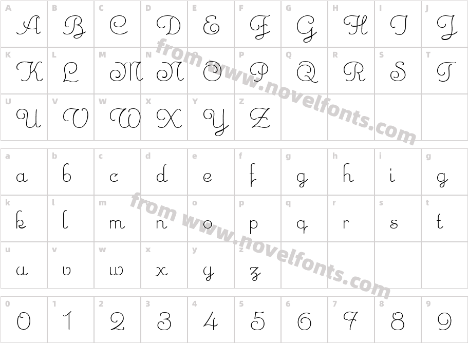 Emily RegularCharacter Map