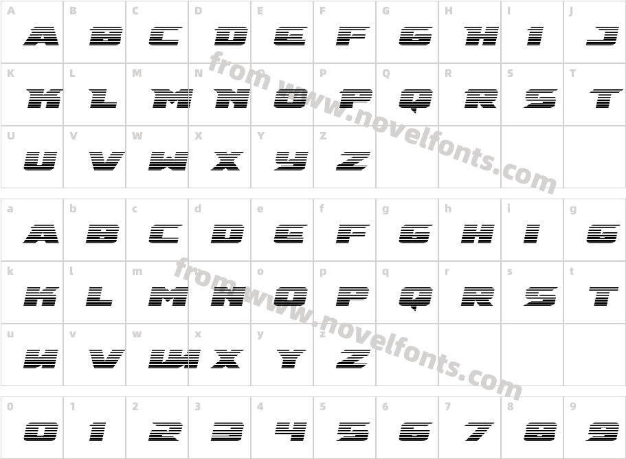 Emissary Scanlines ItalicCharacter Map