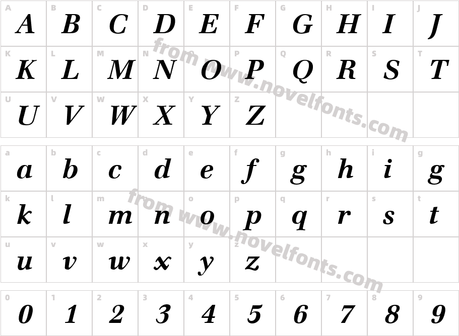 Emona Bold ItalicCharacter Map