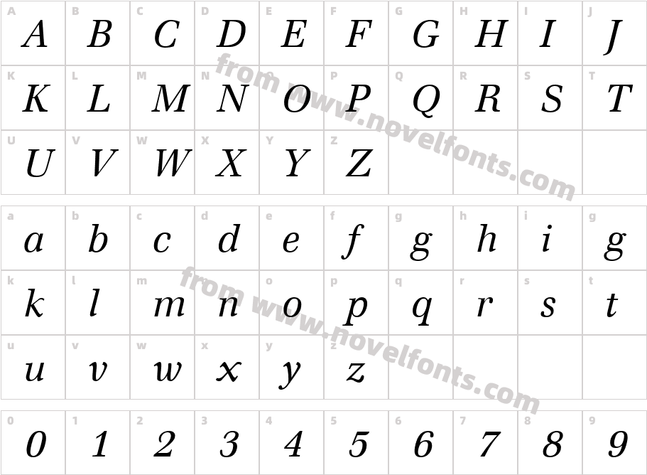 Emona ItalicCharacter Map