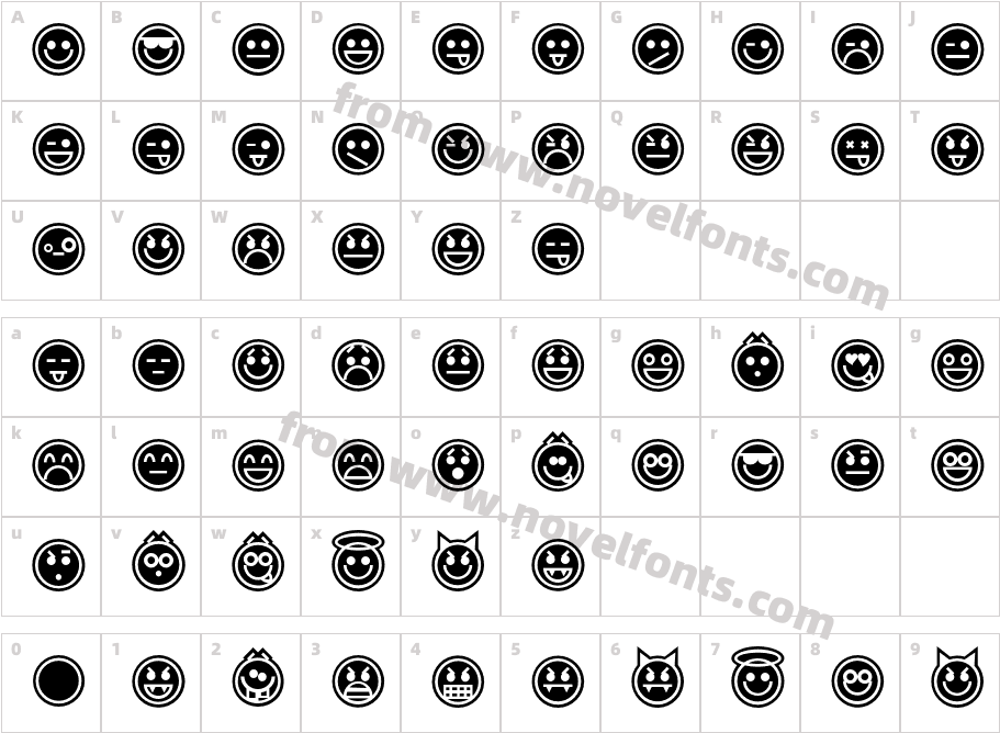 Emoticons OutlineCharacter Map