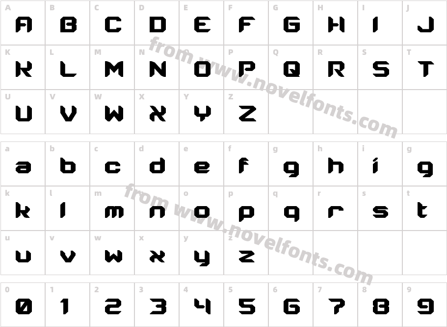 Energon CondensedCharacter Map