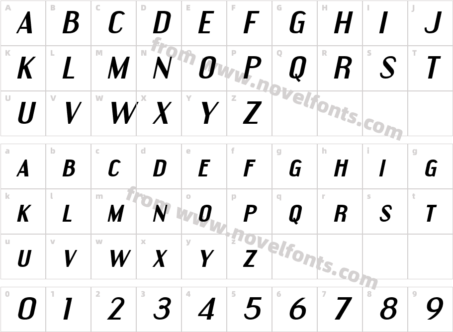 Engebrechtre Expanded Bold ItalicCharacter Map