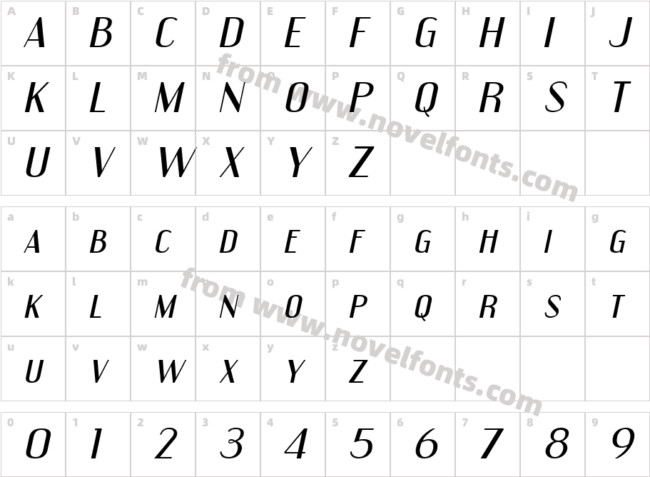 Engebrechtre Expanded ItalicCharacter Map