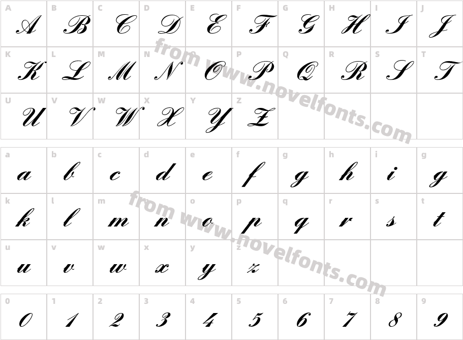 Englische Sch JoiT BoldCharacter Map