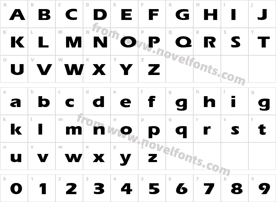 Ergoe Extrabold Expanded RegularCharacter Map