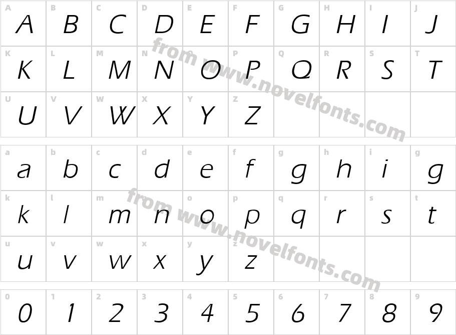 Ergoe ItalicCharacter Map