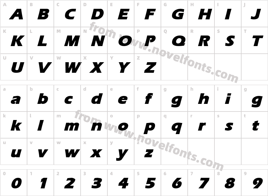 Ergoe Mild Black ItalicCharacter Map