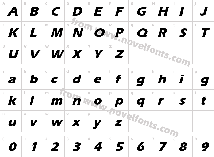 Ergoe Mild Extrabold ItalicCharacter Map