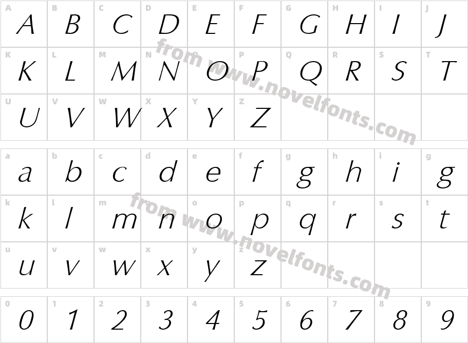 Eric Becker Extra Light ItalicCharacter Map