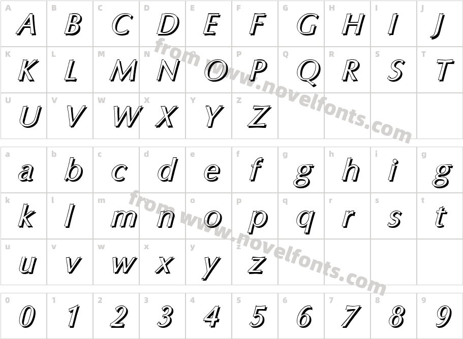 Eric Becker Shadow ItalicCharacter Map