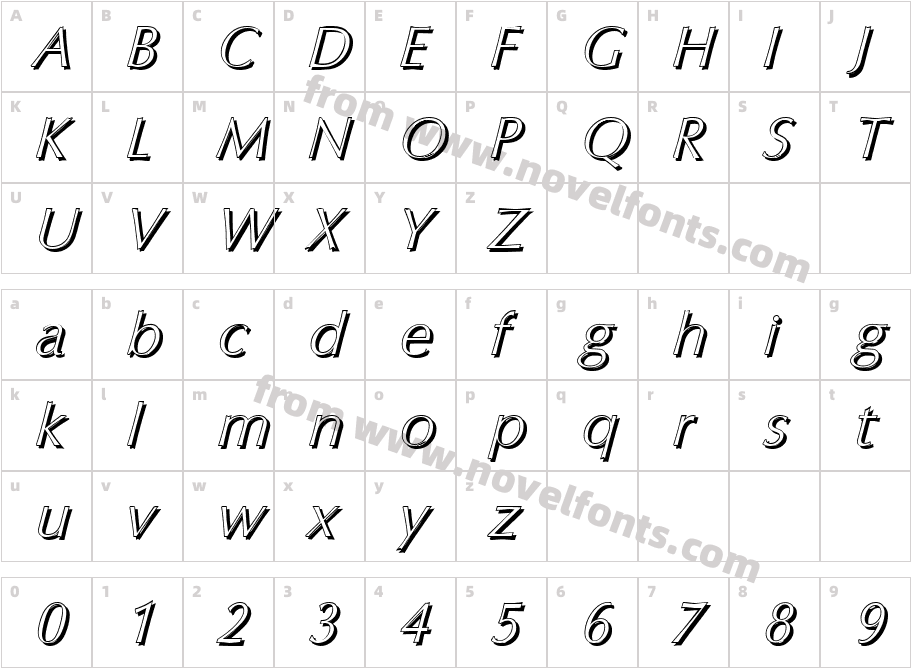 Eric Becker Shadow Xlight ItalicCharacter Map