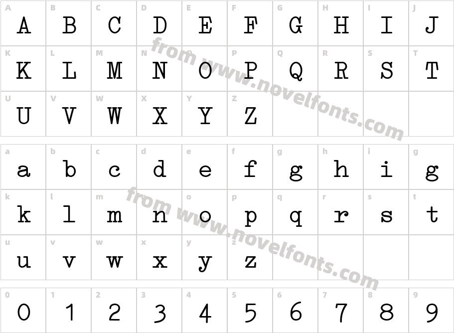 Erica Type ItalicCharacter Map