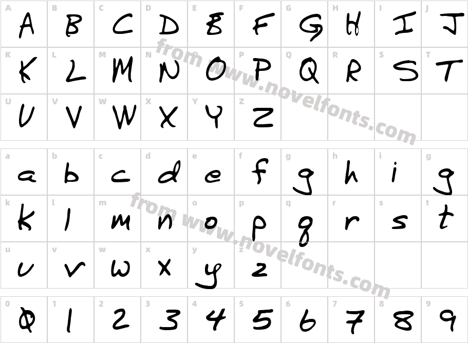 Ernest RegularCharacter Map