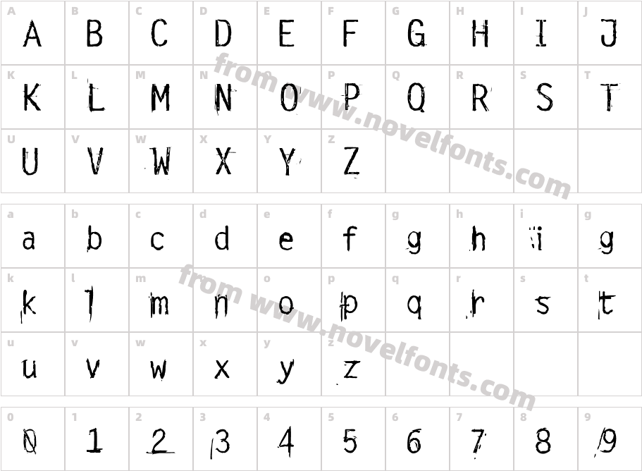 Escalido GothicoCharacter Map