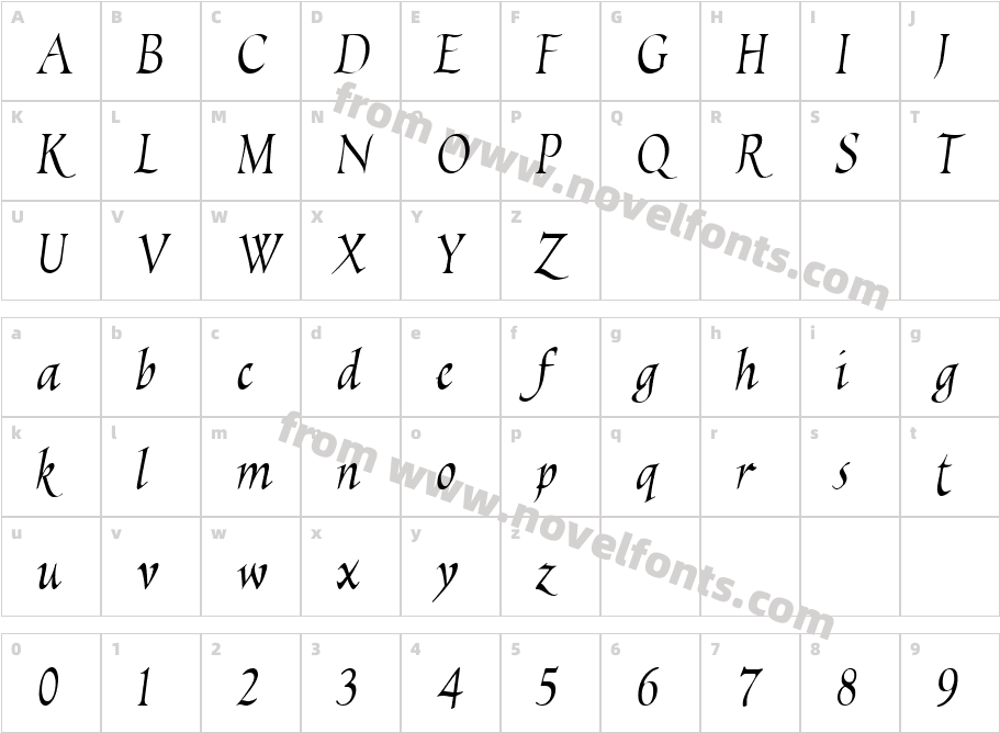 EscribaUT ItalicCharacter Map